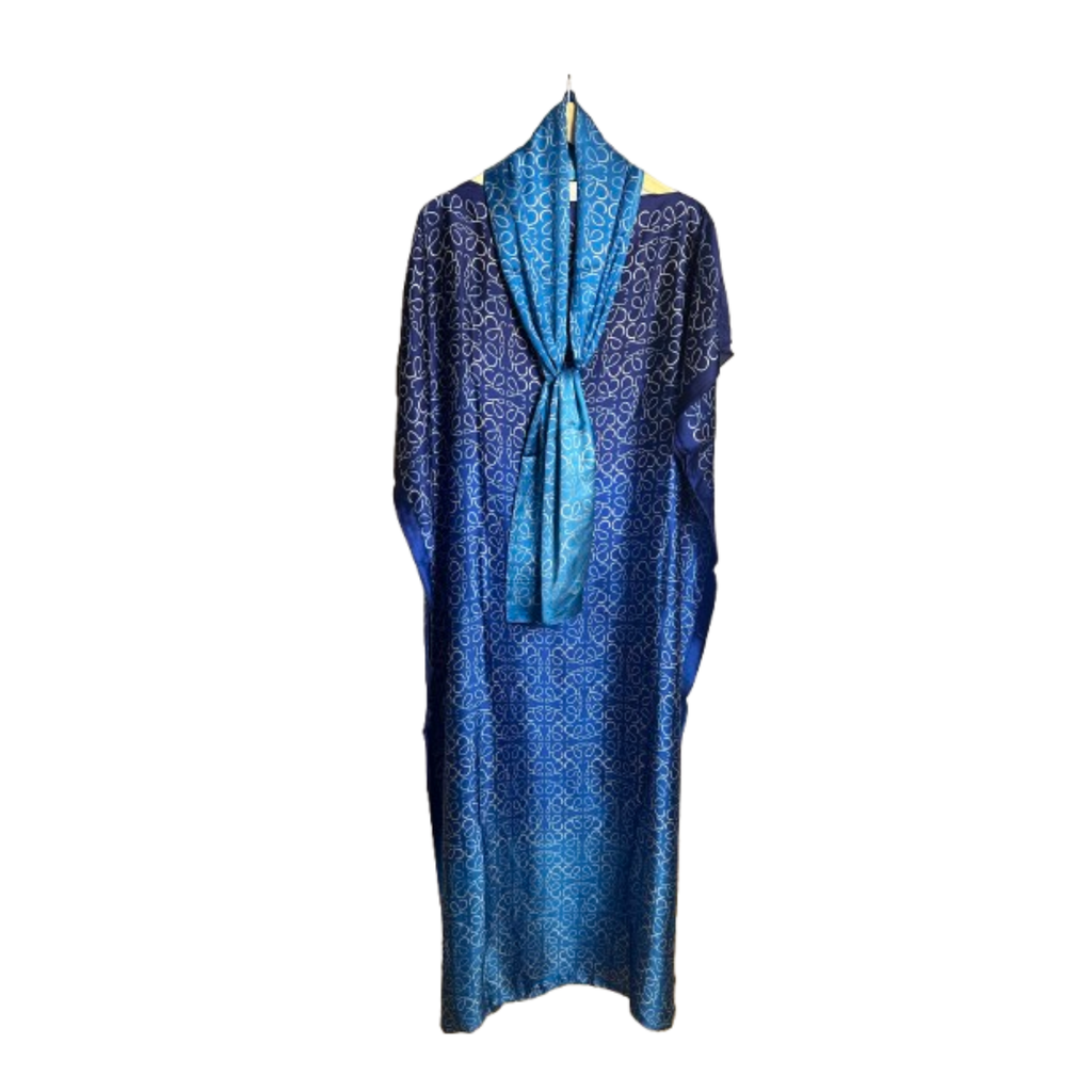 Elegantes Kleid Schmetterlings-Muster – Hellblau