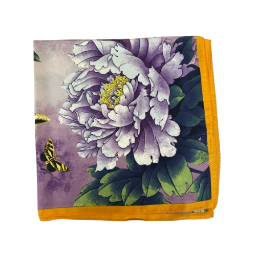 Kleines Halstuch Blüten-Muster – Violett & Weiß