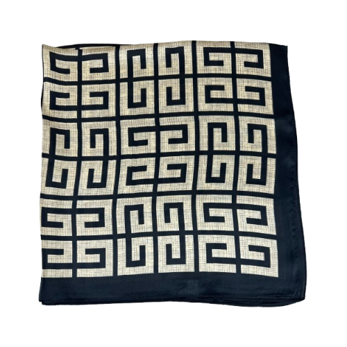 Kleines Halstuch Labyrinth-Muster – Schwarz & Beige
