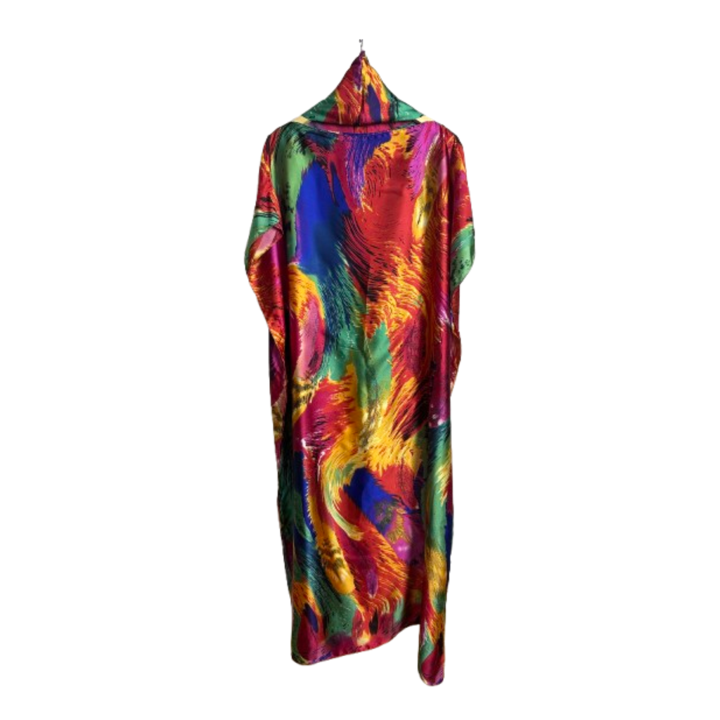 Elegantes Kleid Tropical-Muster – Rot & Gelb