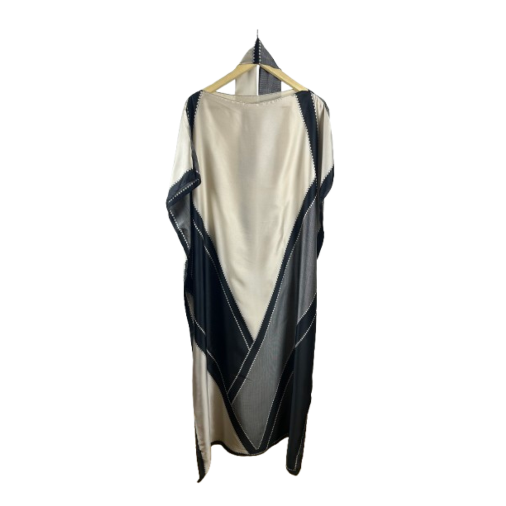 Elegantes Kleid Diamant-Muster – Schwarz & Beige
