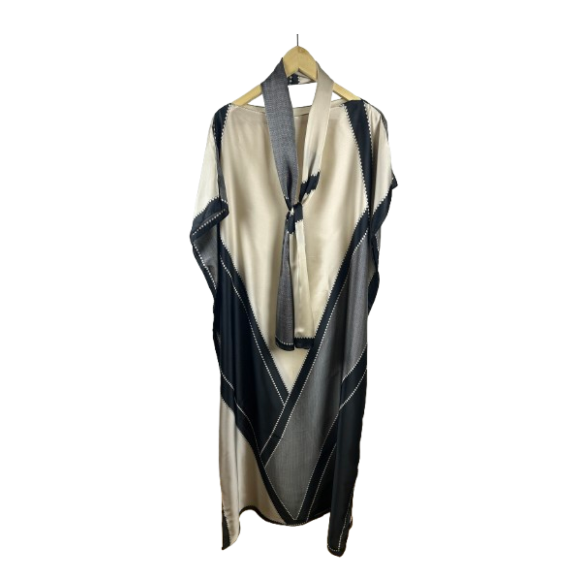 Elegantes Kleid Diamant-Muster – Schwarz & Beige