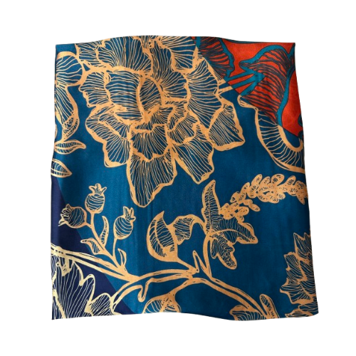 Elegantes Halstuch Blüten-Muster – Blau & Rot