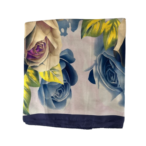 Elegantes Halstuch Blüten-Muster – Beige & Violett