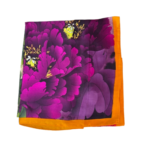 Kleines Halstuch Blüten-Muster – Violett