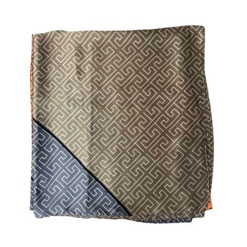 Elegantes Halstuch Labyrinth-Muster – Orange & Beige