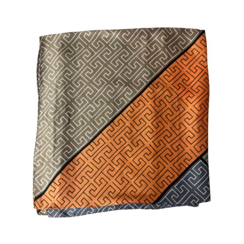 Elegantes Halstuch Labyrinth-Muster – Orange & Beige