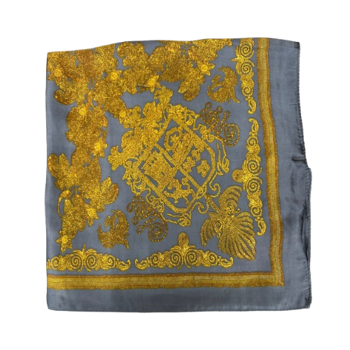 Elegantes Halstuch Royale-Muster – Gold & Grau