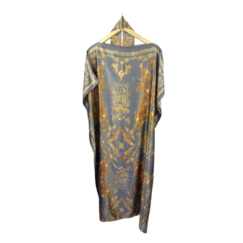 Elegantes Kleid Royale-Muster – Gold & Grau